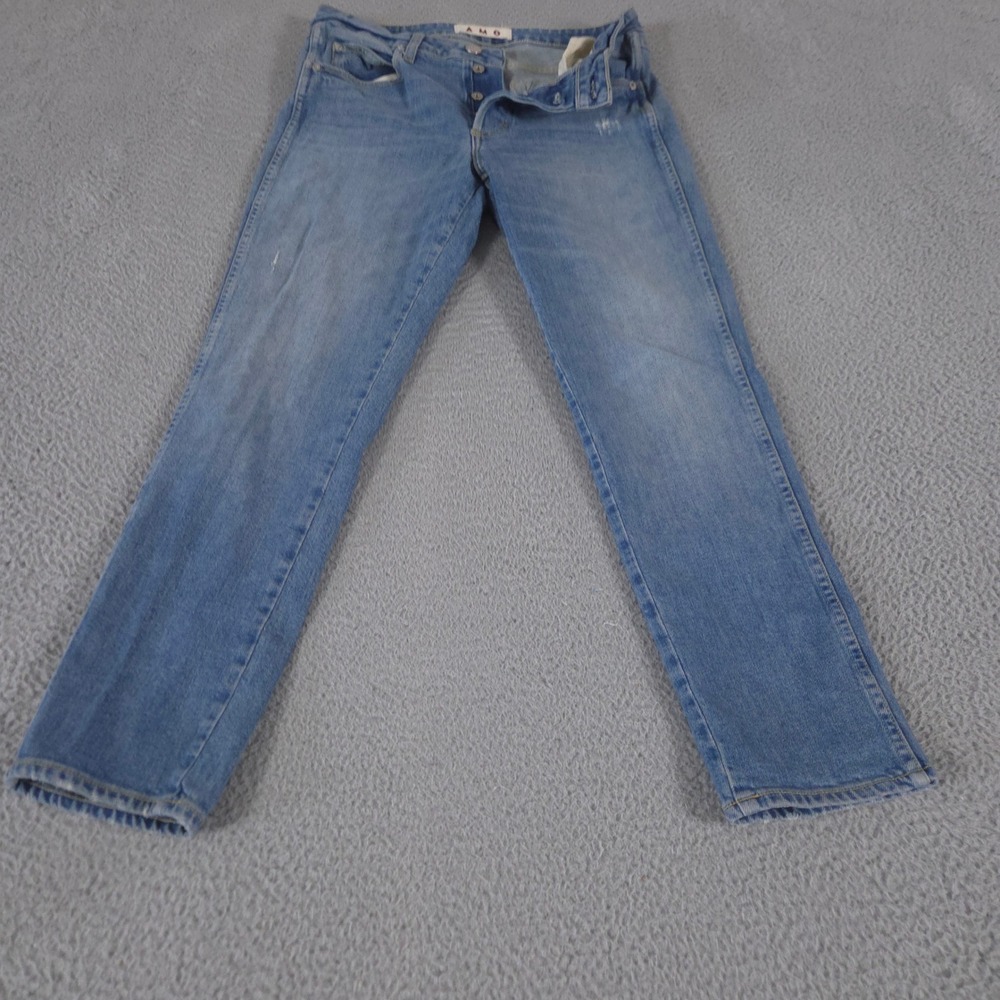 AMO Jeans Womens 27 Blue Tomboy Straight Leg Damsel Button Fly Stretch‎ Denim